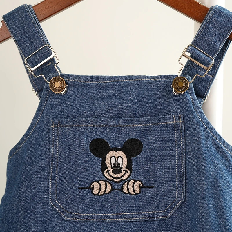 Disney Mickey Mouse Kūdikių Kelnės Jumpsuit Rudenį Berniuko Drabužių Žiemos Naujagimių Animacinių filmų Džinsinio Rompers 3M 6M 12M Bamblys darbo drabužiai