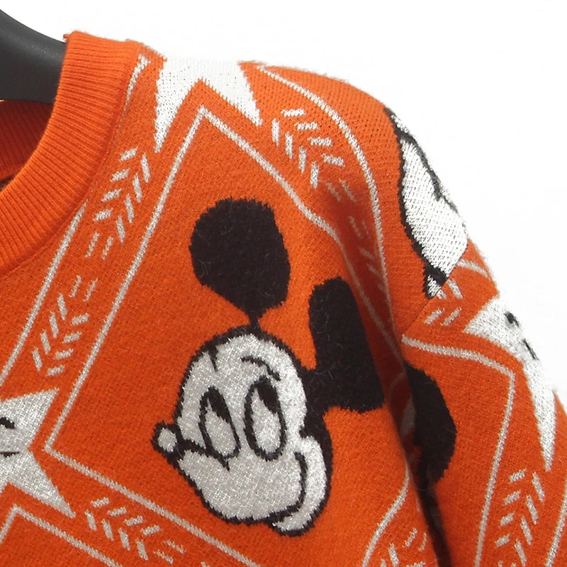 Disney Mickey Mouse animacinių filmų megztinis moteris storio rudens ir žiemos žakardo megztinis ilgomis rankovėmis prarasti apvalios kaklo megztinis drabužiai