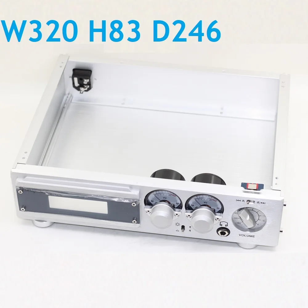 Dydis W320 H83 D246 Prabanga Aliuminio VPK Važiuoklės Dual VU Meter Preamp Atveju BZ3208N 