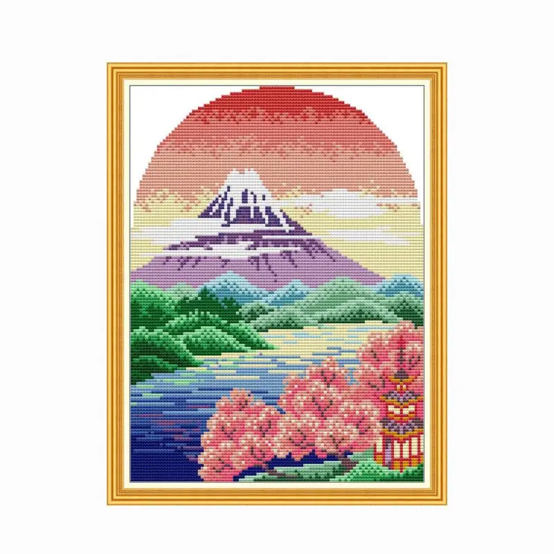 Džiaugsmas sekmadienį Kryželiu Fuji Kalnų Rankdarbiams Rinkiniai Visą Siuvinėjimo Dekoracijos Rinkiniai Drobės 14CT 