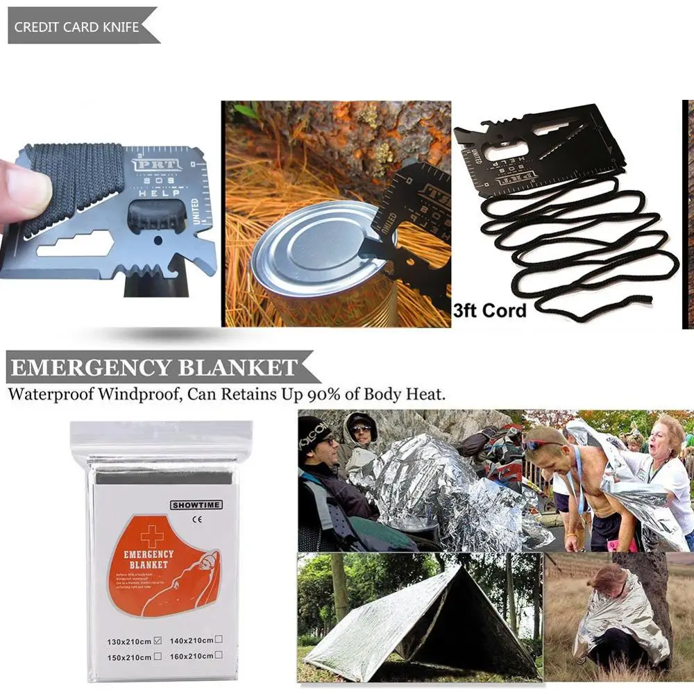 EDC Lauko Survival Kit Rinkinys, Stovyklavimo Kelionės Išgyvenimo Įrankius, Pirmosios Pagalbos SOS Pagalbos Taktinis Išgyvenimo Peilis Pen Antklodė Paracord