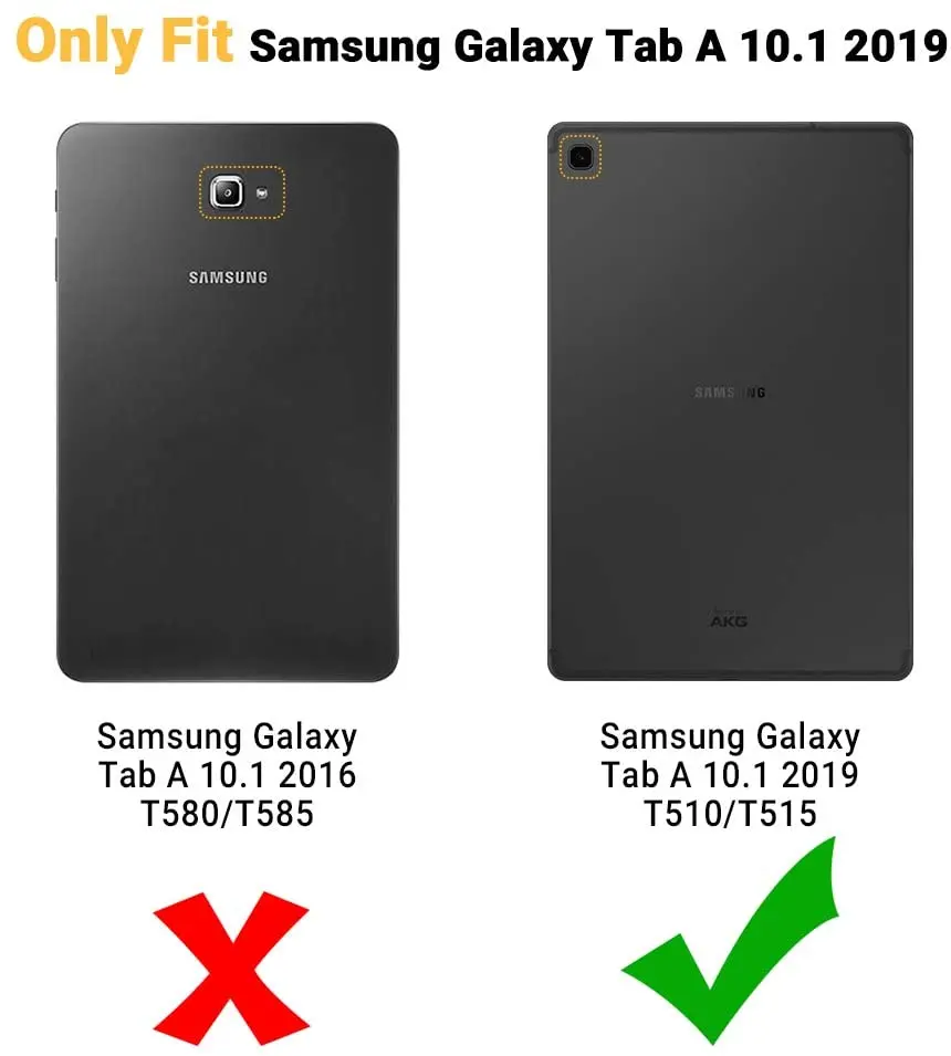 EasyAcc Case for Samsung Galaxy Tab 10.1 2019 lengvas ir Plonas Dangtelis Reguliuojamo Kampo Stovi PU Oda Juoda Atveju 10.1 2019