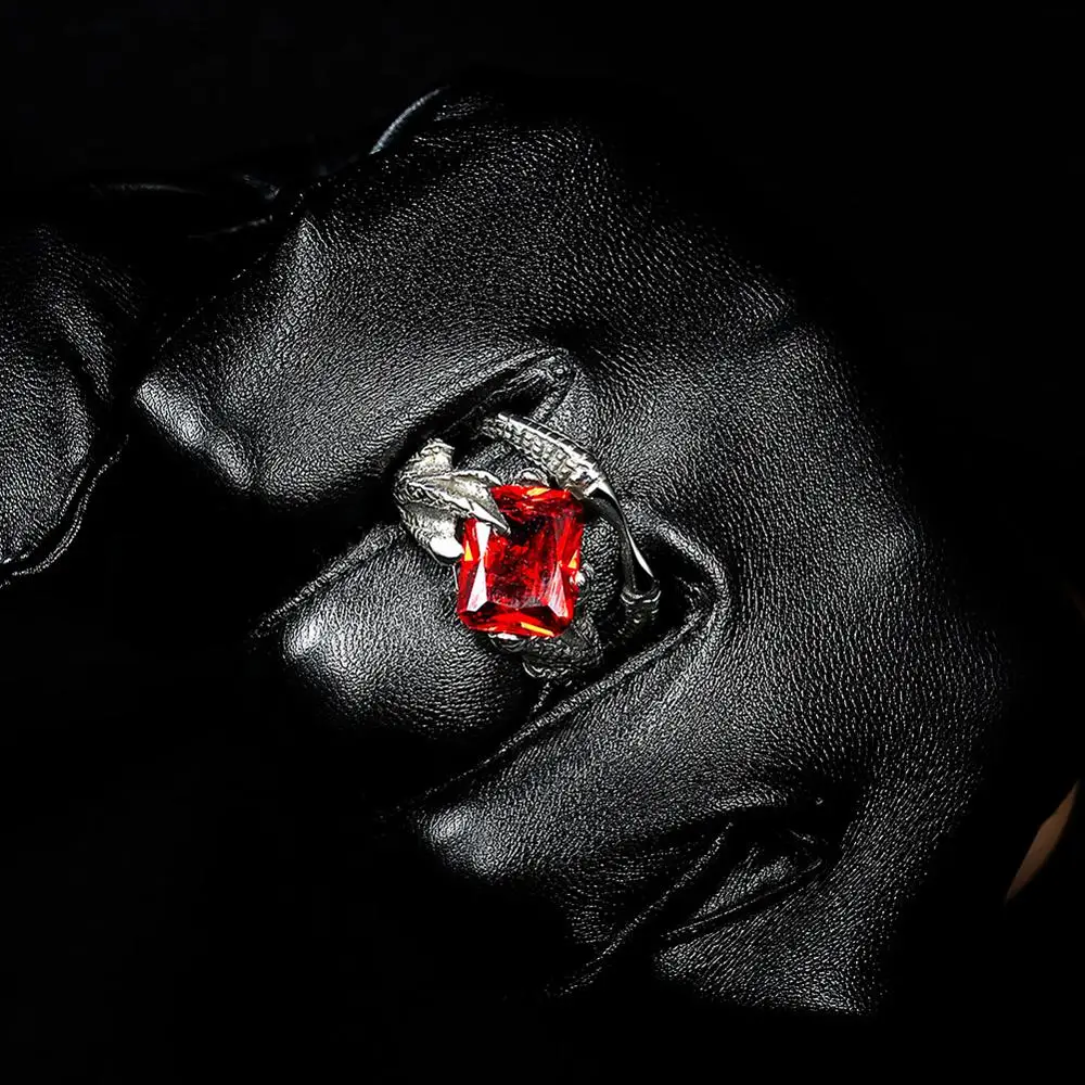 Europos Stiliaus demonas Raudona širdis kaukolė pirštas nerūdijančio plieno žiedas papuošalai vyrams šalis vyrams Rock, Punk Mados Žiedas Papuošalai