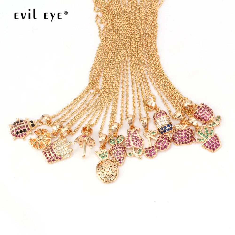 Evil Eye 1pcs Karoliai, Pakabučiai, gėlės, Rožių Aukso Spalvos Choker Moterų Kaklo Grandinės bižuterijos Moterų EY6235