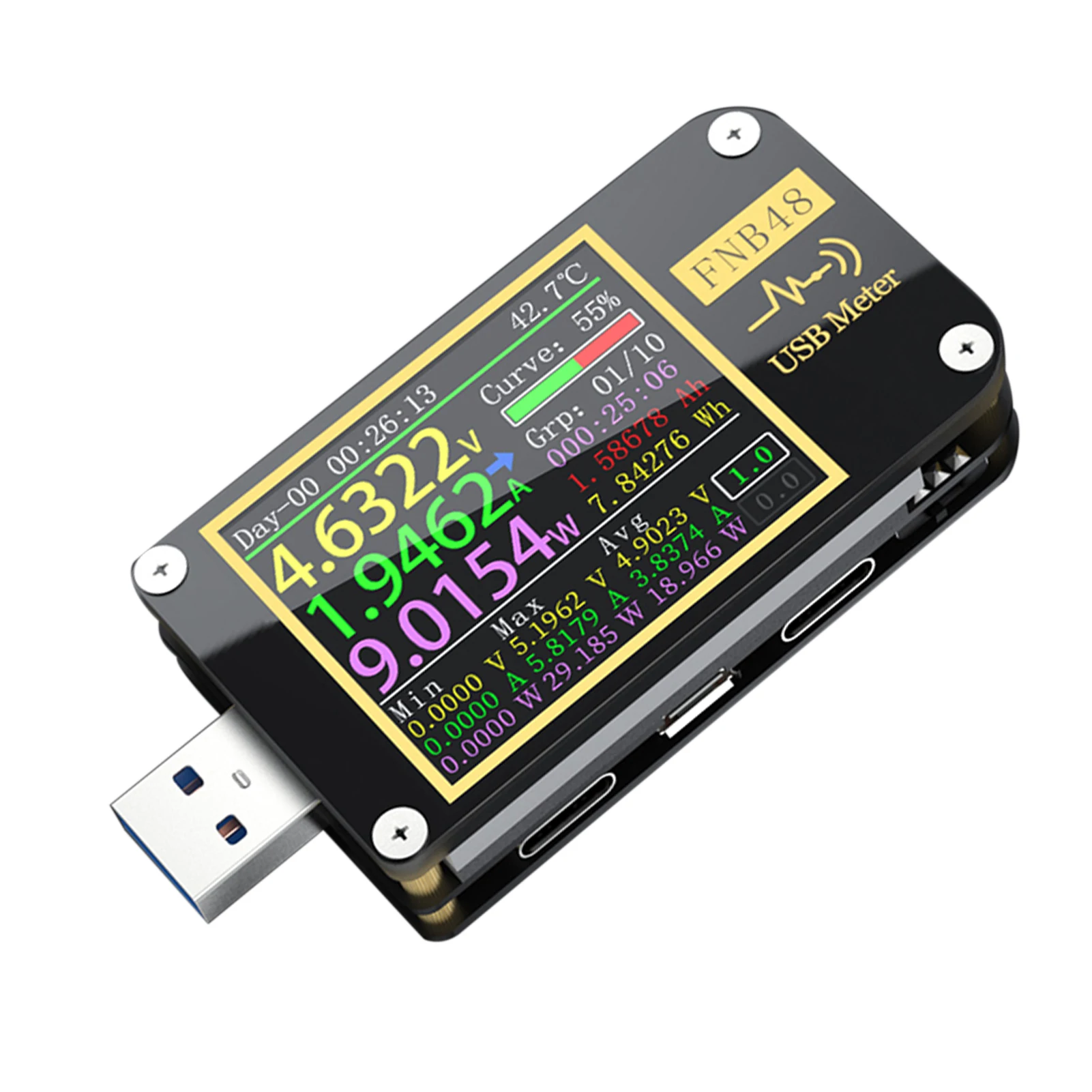 FNB48 Digital Voltmeter Ammeter Greito Įkrovimo Nešiojamas USB Testeris Talpa Matuoklis LCD Ekranas Detektorius Mobiliojo Telefono Tipas PD C