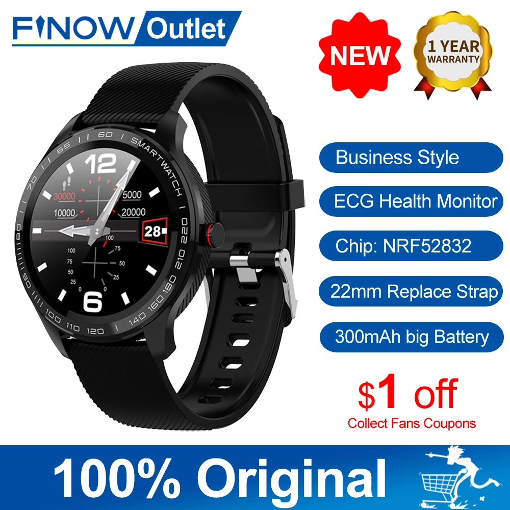 Finow L9 Smart Laikrodžiai Vyrų Sporto EKG, Kraujo Spaudimas, Miego Stebėti Visą Touch Relogios IP68 Vandeniui Smartwatch 