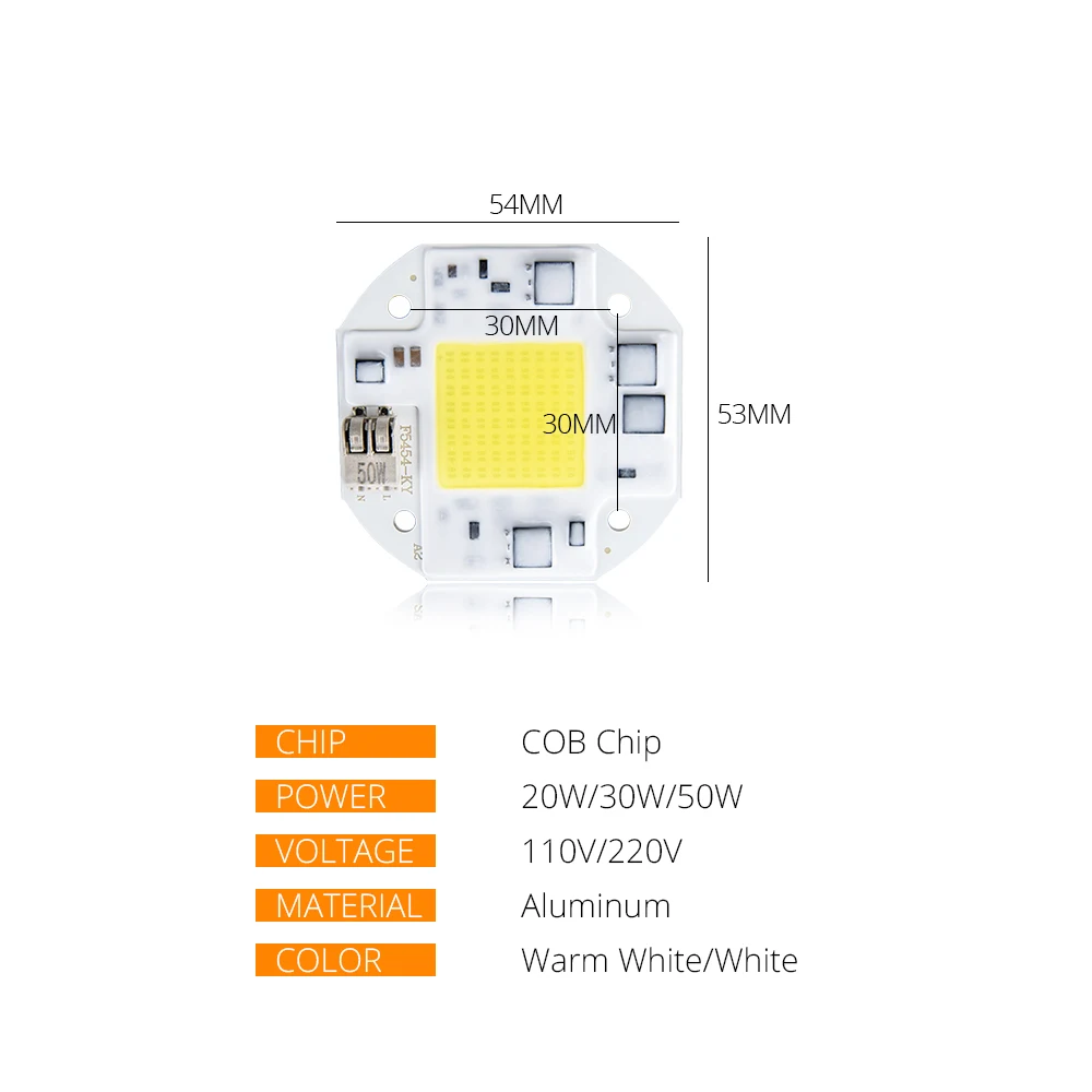 Foxanon AC110V 240V COB LED Lempa 20W 30W 50W Diodų Matricos Chip Lemputės Smart IC Didelio Šviesos srauto Nėra Mirgėjimo Gera Šilumos Išsklaidymo