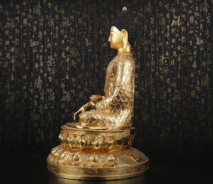 GERA --46CM DIDELĖS # Budistų Budizmas NAMŲ efektyvių Saugos Tibeto Auksu Sakyamuni žalvario Budos statula