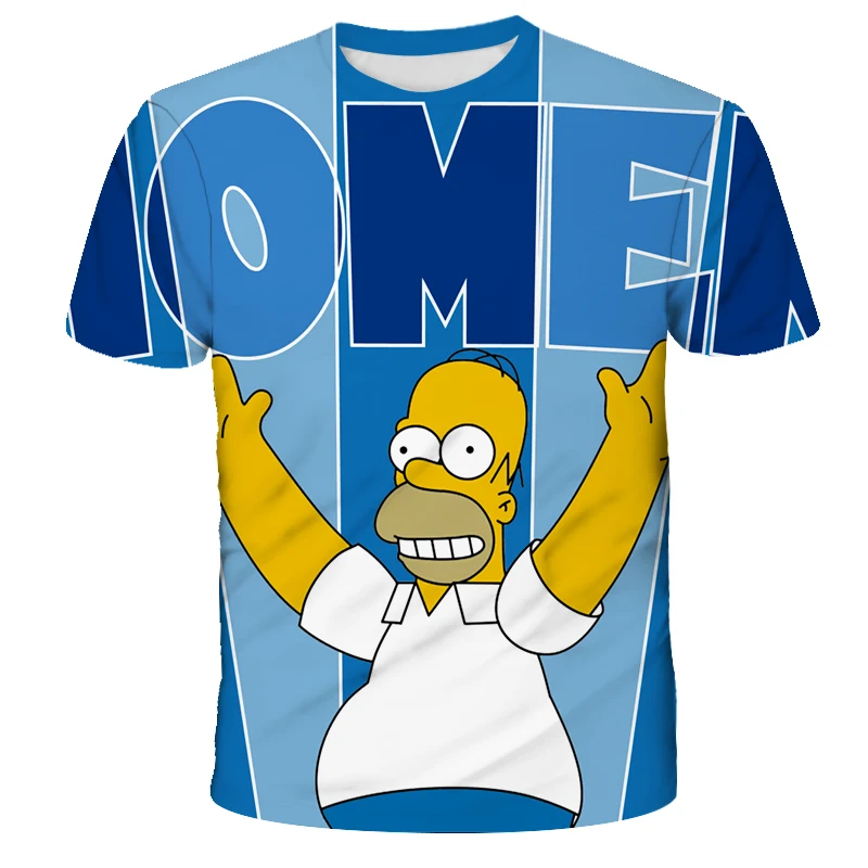 Gamyklos tiesioginio pardavimo Simpson 3D skaitmeninis spausdinimas vyrų ir moterų vasaros atsitiktinis akių orui T-shirt