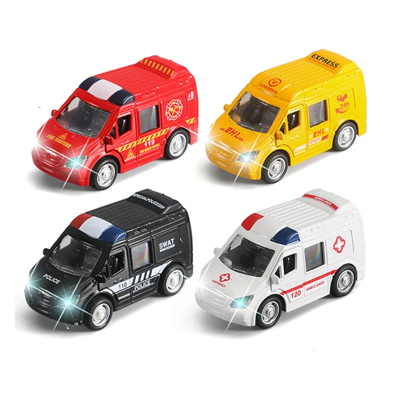 Garso, Šviesos, Greitosios pagalbos, Policijos Automobilio Modelį Traukti Atgal Lydinio Diecast DHL Greitosios pagalbos Ugnies Transporto priemonės Policijos Sunkvežimis Žaislas Berniukas Vaikai Y177