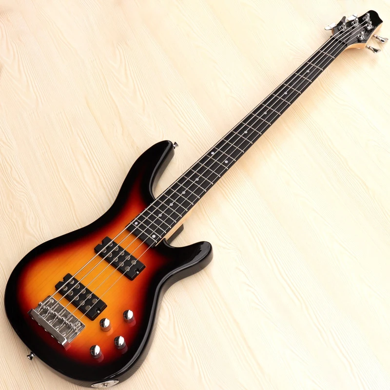 Geras 5 styginiai elektrinė bosinė gitara juodalksnio medienos kūno sunburst spalvos bass guitarra nemokamą koncertą krepšys