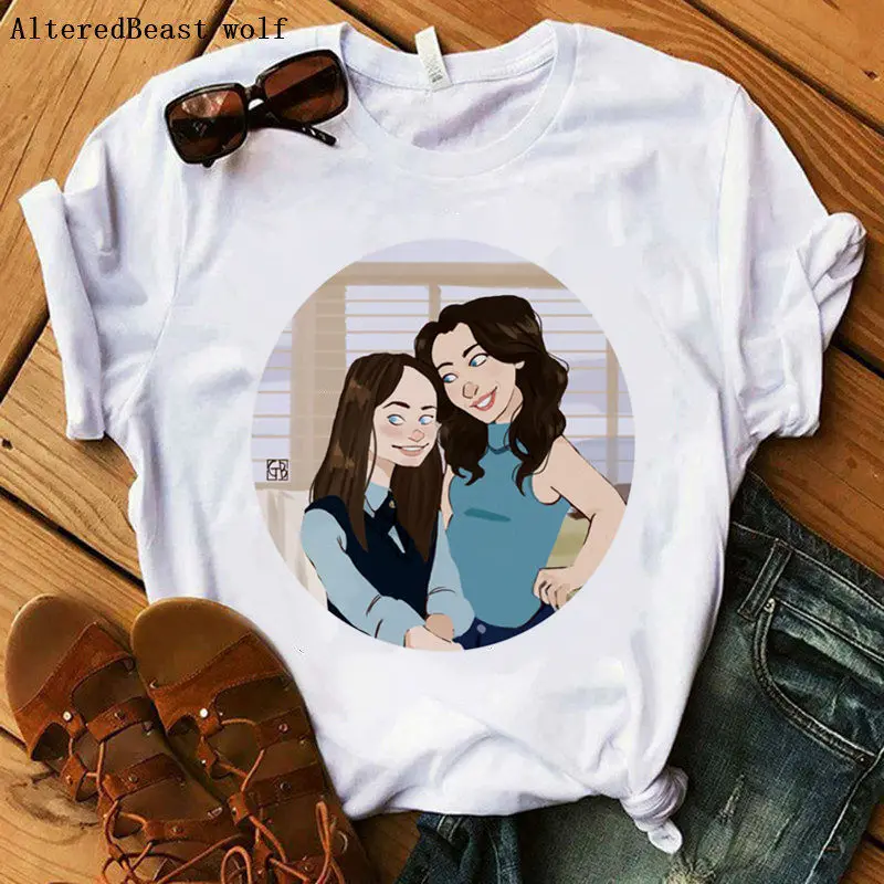Gilmore Girls marškinėlius moterų mados drabužius spausdinti LUKO DINER juokingi marškinėliai moteriška atsitiktinis trumpomis rankovėmis viršūnes moterų 