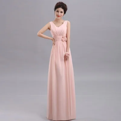 Grožis-Emily Pigūs Ilgą Šifono Blush Pink Bridesmaid Dresses 