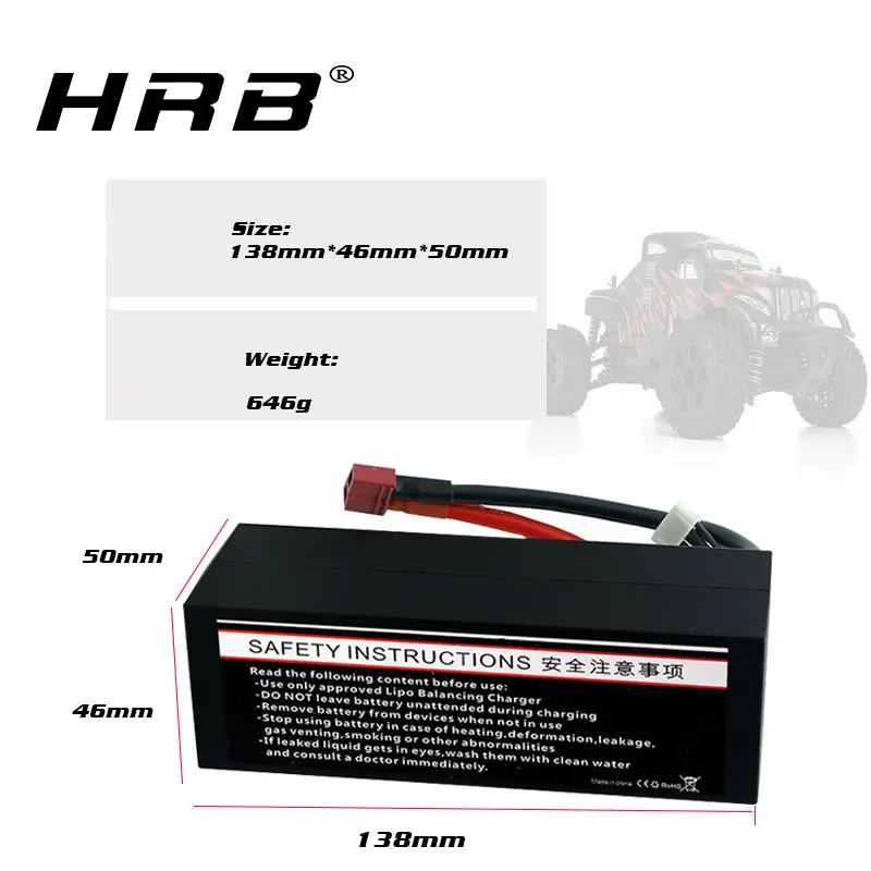 HRB RC Baterija 11.1 V 8000mah 3S hard case lipo 100C su Trx T Jungtis kištukas trxxas automobilių, sunkvežimių Buggy, Truggy Bakas, Sraigtasparnis