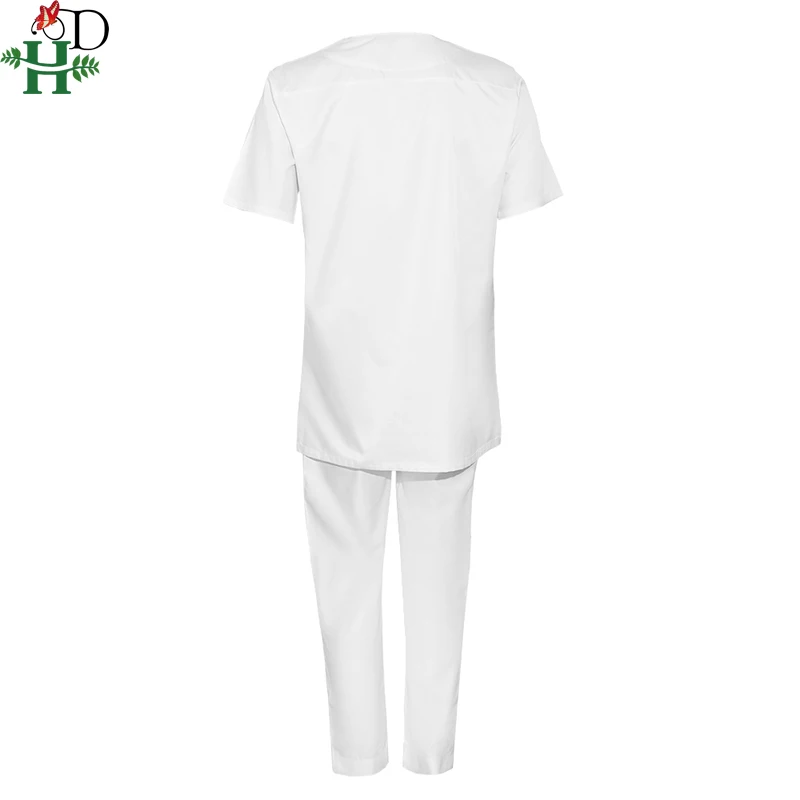 H&D Afrikos Vyrų Dashiki 2 dalių Komplektas Trumpas Rankovės marškinėliai Kelnės, Kostiumas Mėlynas Siuvinėjimo, baltus Drabužius Boubou Afrikinio Homme PH8093