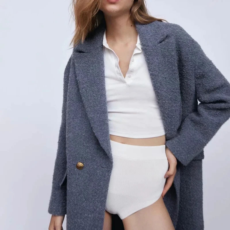 Heydress 2020 m. žiemos moterys kietas šiltas vilnonis paltas offie lady elegantiškas pilkas paltas moteriška mada pasukite žemyn apykaklės ilgas kailis