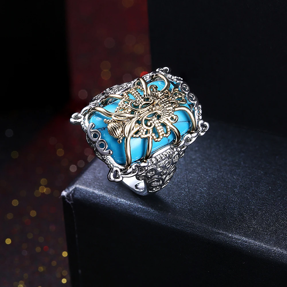 INALIS Kvadrato Formos Kinų Stiliaus Žiedai Moterims Su Mėlyna Kallaite Jubiliejų Upscale Prabangus Žiedas bižuterijos Naują Atvykimo