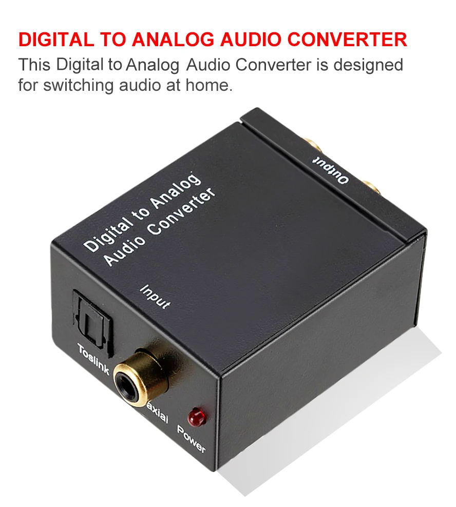 INIOICZMT Skaitmeninio į Analoginį Garso Keitiklis Coaxial SPDIF Optinė Skaitmeninio Stereo Audio DAC Aamplifier Adapteris su RCA LR Išvestis