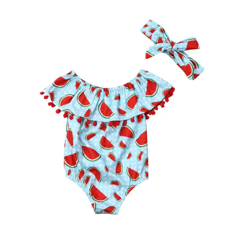 JAV Vasaros Kūdikiams, Kūdikių Mergaitės, Arbūzas Romper Bodysuit Jumpsuit Komplektus Sunsuit