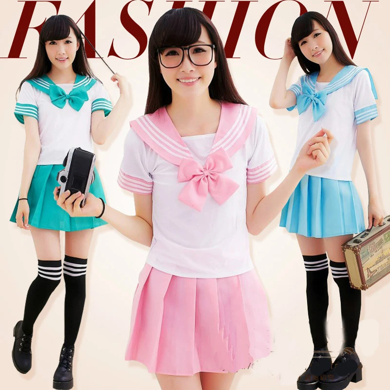 Japonijos mokyklinę Uniformą Mergaitėms Sailor Viršūnes+Sijonas karinio jūrų Laivyno Stiliaus Studentų Drabužius Mergina Plus size Lala Cheerleader drabužiai