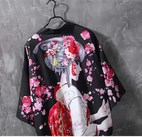 Japonų Tradicinis Megztinis Atsitiktinis Yukata Haori Moterų Japonijos Kimono Palaidinė Cosplay Kostiumų Azijos Derliaus Spausdinimo Pora Marškinėliai