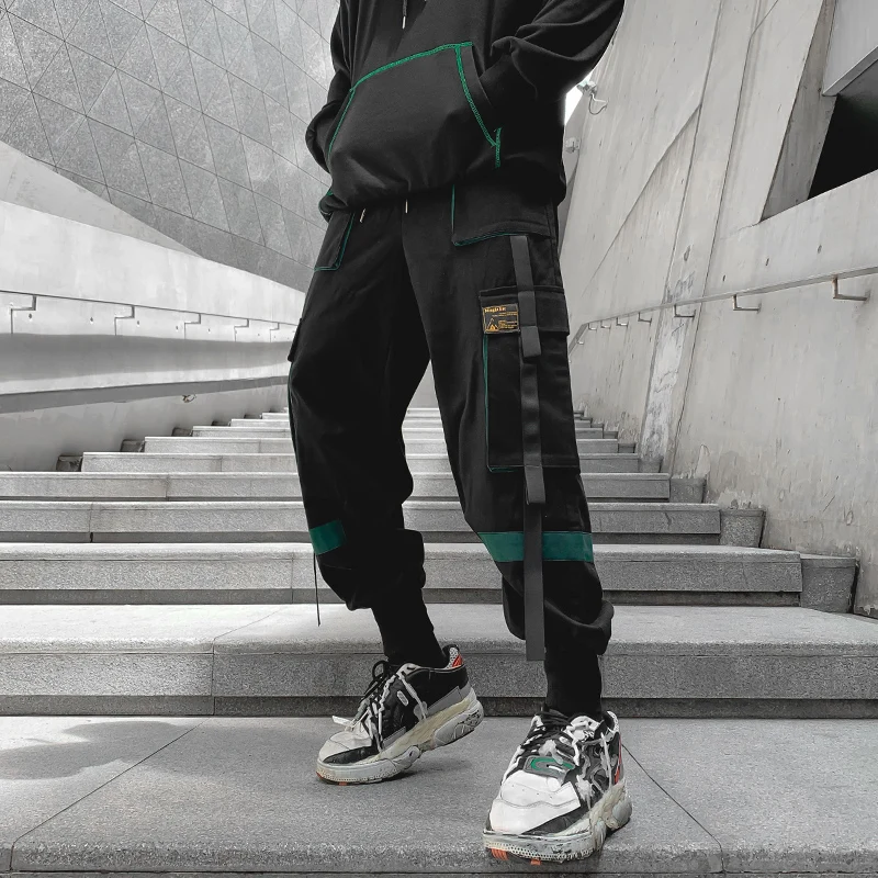 Juoda Hip-Hop Krovinių Kelnės Vyrams Streetwear Mados Poilsiu Sweatpants Atsitiktinis Haremo Kelnės 2021 M. Pavasarį Harajuku Vyrų Drabužiai.