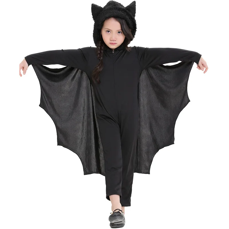 Juoda Vampyras Šikšnosparnis Cosplay Kostiumų maskuotis mergaitės Anime Cosplay Gpgb Kostiumas Vaikams Halloween Kostiumai Juodas Jumpsuit