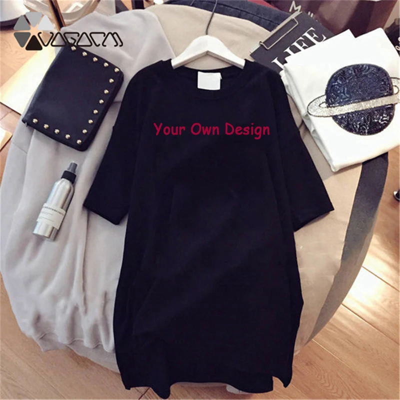 Jūsų, Kaip Foto Ar Logotipas Savo Užsakymą Dizaino Marškinėliai Suknelė Moterų Plius Dydis-trumpomis Rankovėmis 