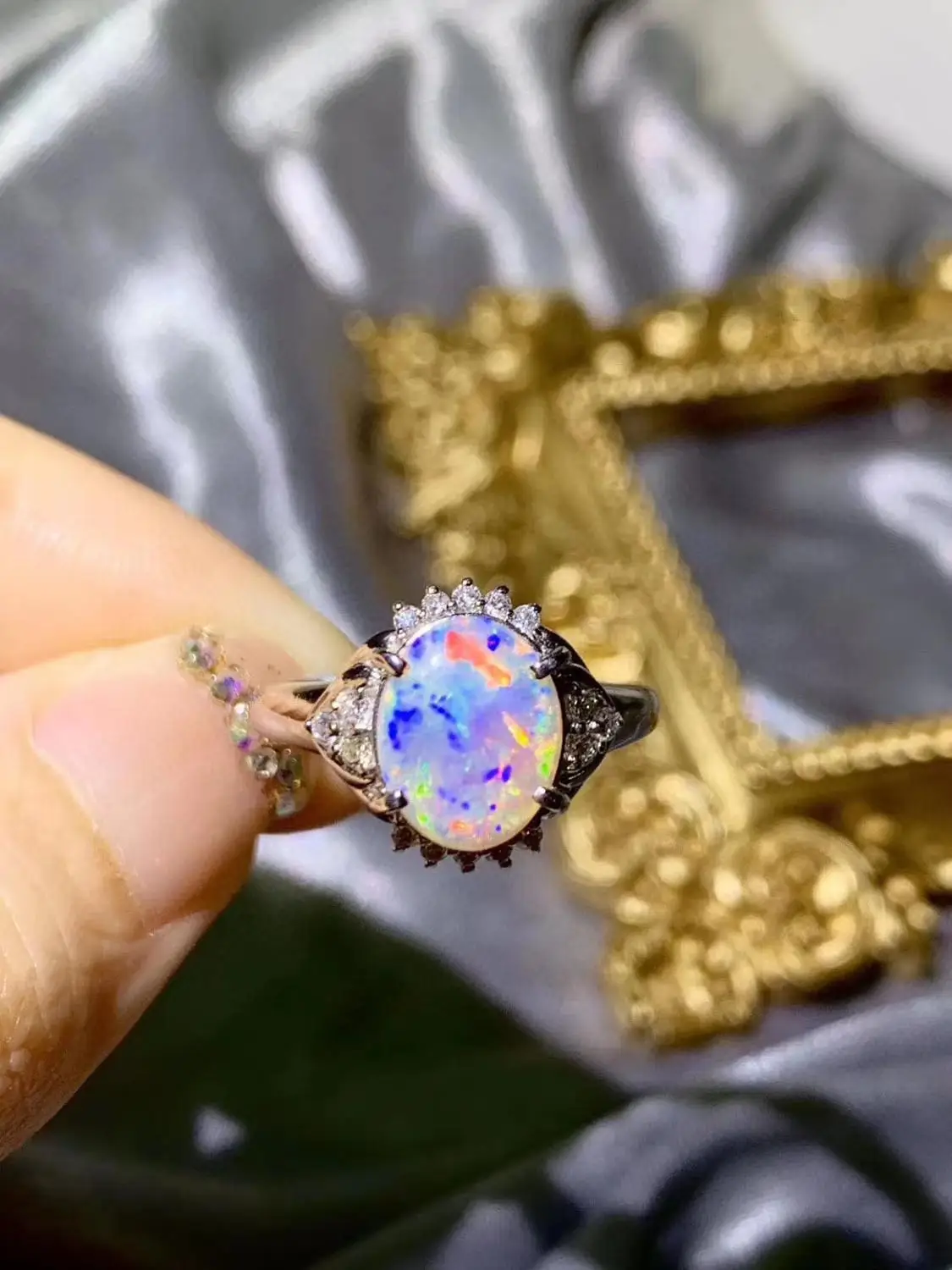 KJJEAXCMY bauda papuošalai 925 sterlingas sidabro inkrustacijos gamtos opal naujos Moterų žiedas gražus Paramą Nustatymo