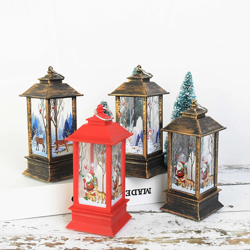 Kalėdinė Dekoracija LED Žibintų Kalėdų Medžio Kabantys Papuošalai Briedžių Sniego Santa Claus Modelis Liepsnos Šviesos Namų Dekoro Stalo Lempa