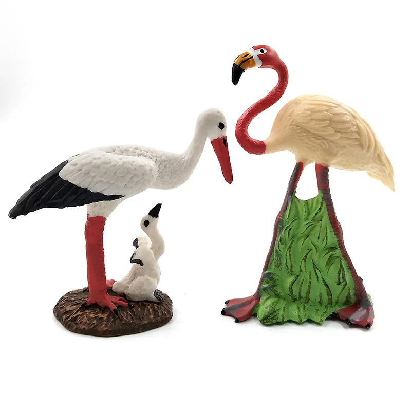 Kawaii Modeliavimas Miško Flamingo Duomenys Gyvūnų Modelio, paukščių Figūrėlės pasakų PVC Plastiko amatų Apdailos statula žaislas Dovana Vaikams