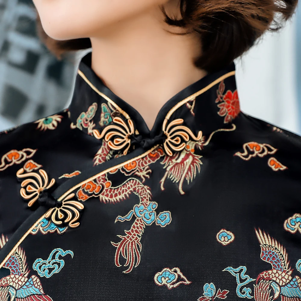 Kinijos Moterų Satino Suknelė Elegantiškas Plonas Plius Dydis Qipao Mandarinų Apykaklės Derliaus Cheongsam Vestidos Seksualus Aukštos Padalinta Oficialų Suknelė