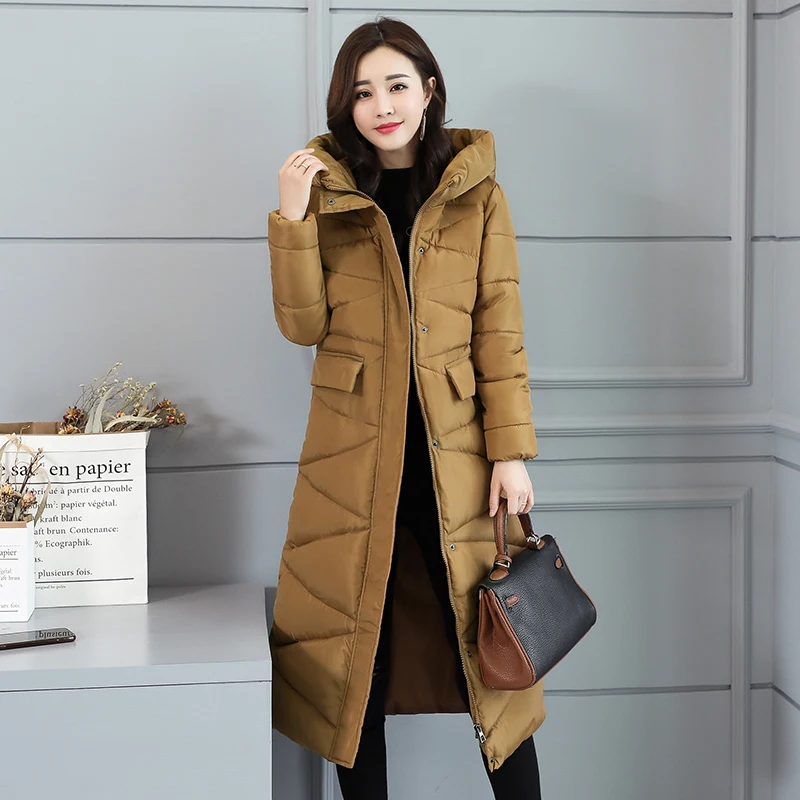 Korėjos Paltai moteris žiemą outwear 2019 ilgas šiltas thicke žemyn parko mados slim striukė moterims, žiemos gobtuvu kietas striukė kailis