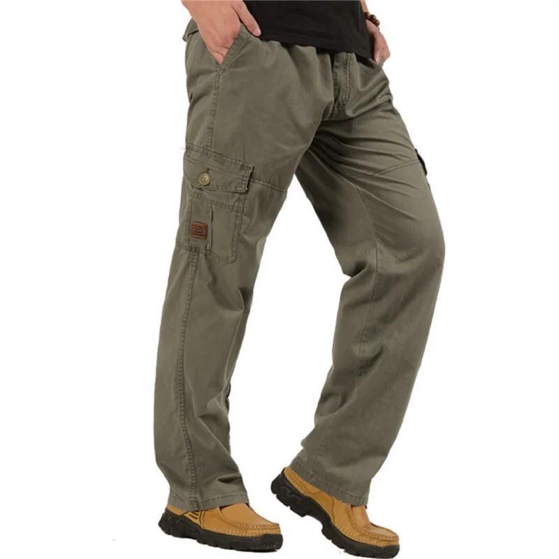 Krovinių Kelnės Vyrams Rudenį Atsitiktinis Palaidų Karinės Ilgos Kelnės Vyrams Baggy Multi-Kišenės Khika Tactical Kelnes Didelis Dydis Vyrų Drabužiai