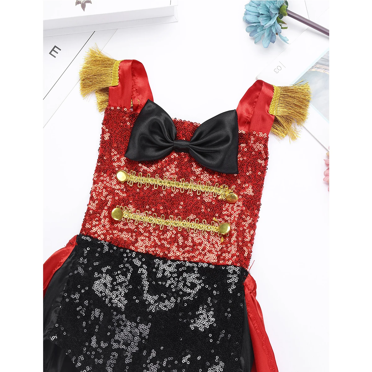 Kūdikiui Baby Girl Cirko Ringmaster Kostiumo Rankovių Blizgučiais Bowknot Romper Bamblys Cosplay Mergaičių Halloween Party Dress Up