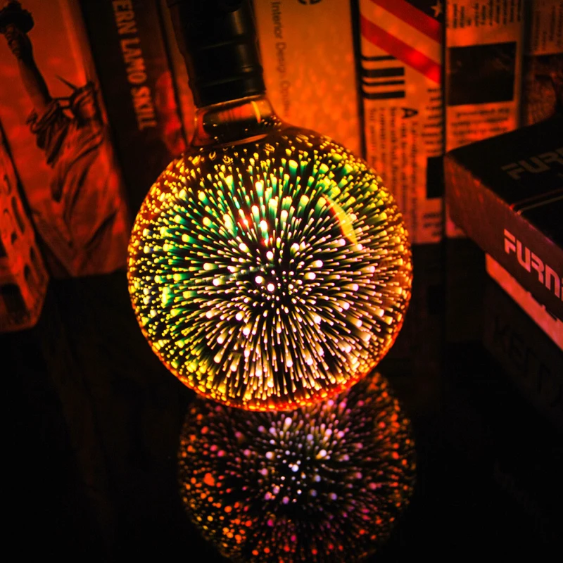 LED Nakties Šviesos 3D Lempos Kalėdinės Lemputės Fejerverkų Patalpų, Namų Apdailos Apšvietimo E27 LED Lemputės Naktinio Apšvietimo Lemputė