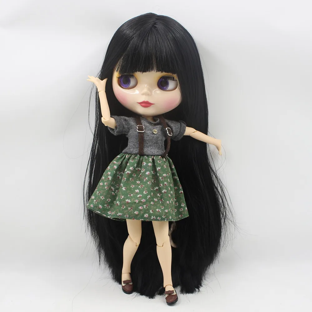 LEDINIS DBS Blyth bjd doll žaislas juoda tiesūs ilgi plaukai, balta oda, bendras kūno 1/6 plika lėlė 30cm