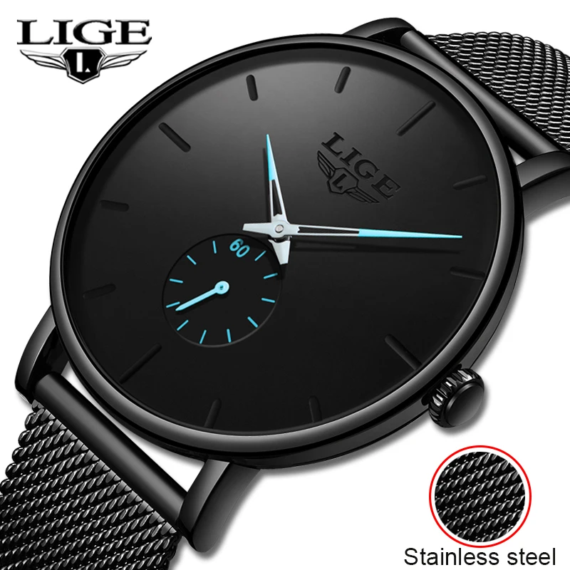 LIGE 2020 Naujas Mados Sports Mens Watches Top Brand Prabanga Vandeniui Paprasta-Ultra Plonas Žiūrėti Vyrų Kvarcinis Laikrodis Relogio Masculino
