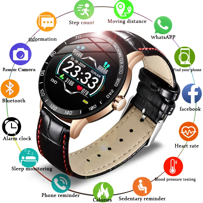 LIGE 2020 Naujas Smart Watch Vyrų Širdies ritmas, Kraujo Spaudimas Sporto Daugiafunkcinis Smartwatch Vandeniui Odos Vyras Žiūrėti Pedometer