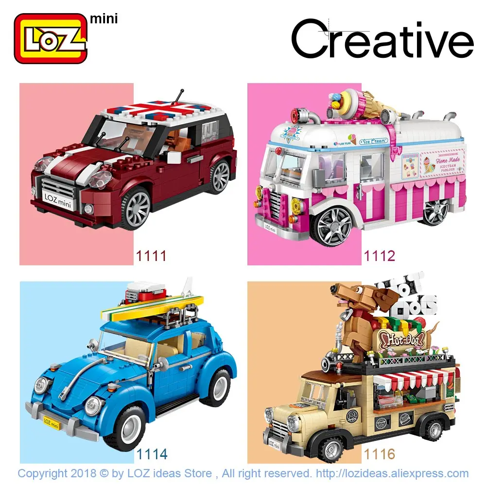LOZ Technic Mini Blokai dešrainis Automobilių Transporto Assemable Vaikams mokomieji Žaislai Vaikams Kūrėjas Ledų Sunkvežimis