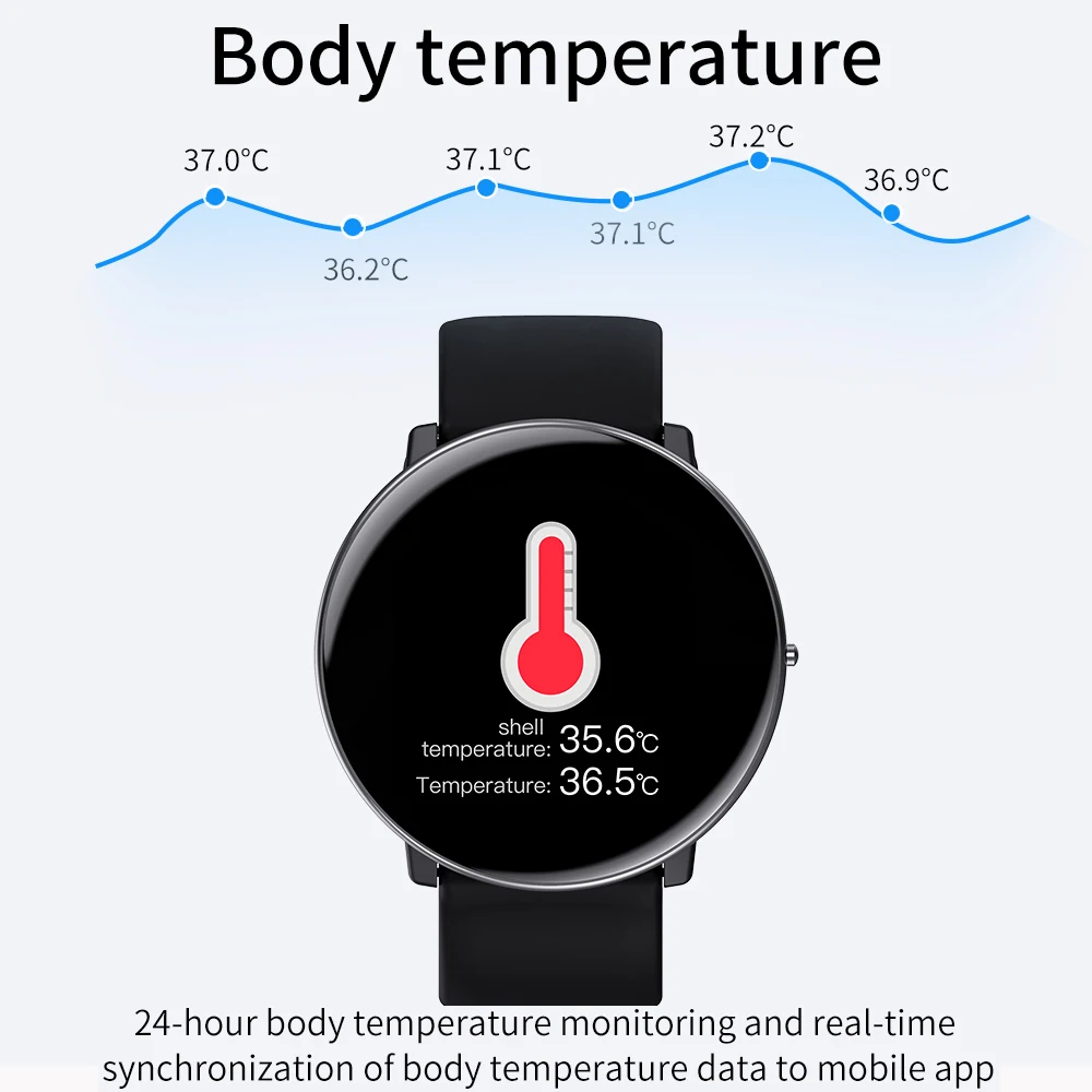 LS V118 Žmogaus Širdies ritmo Miego Tracker Smart Žiūrėti Kūno Temperatūros Rekordą Moterų Smartwatch jutiklinių Šviesos Kūno Bracelat