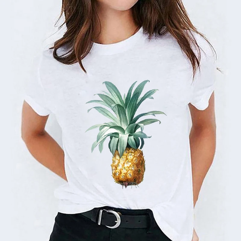 Lady T-marškinėliai Moterims Ananasų Dryžuotų Vaisių Mados Vasaros Rudens Ponios Spausdinti Viršuje Moterų Grafinis Marškinėliai Moteriška Tee Marškinėliai
