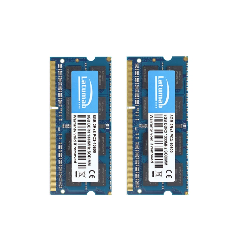Latumab RAM DDR3 8GB 16GB 32GB 1333MHz Nešiojamas Atminties PC3-10600 SODIMM Atminties 204Pin 1,5 V Nešiojamojo kompiuterio Atminties Memoria DDR3 RAM Modulis