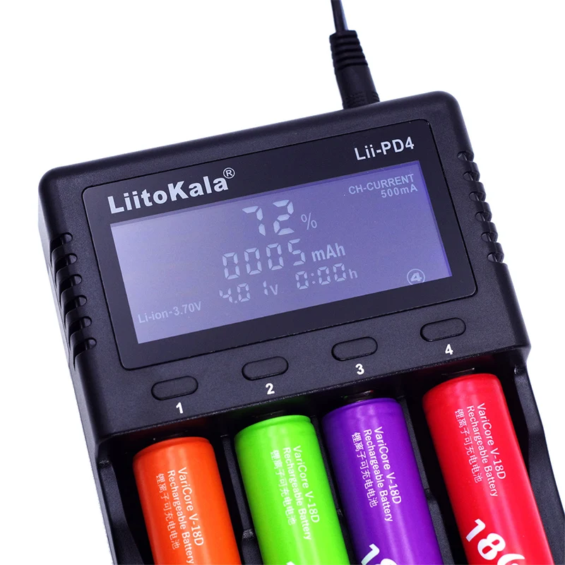 LiitoKala Lii-PD4 Baterijos Įkroviklio 18650 26650 21700 18350 AA AAA), 3,7 V/3.2 V/1.2 V/1,5 V ličio NiMH baterijos 18650 įkroviklis