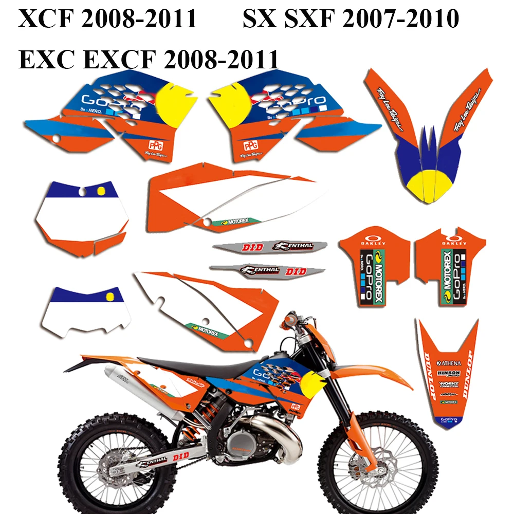 Lipdukai KTM SX SXF Lipdukai KTM EXC EXCF XCW Grafika KTM XCF 125 200 250 300 350 450 525 2008 2009 2010