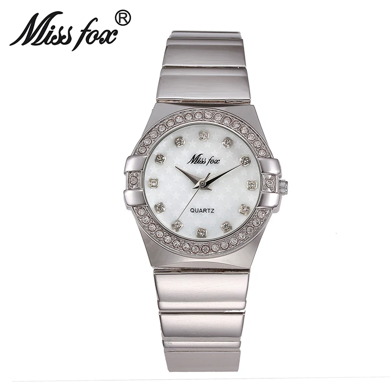 MISSFOX Aukso Laikrodžių Mados Prekės ženklo kalnų krištolas Relogio Feminino Dourado Laikrodis Moterims Xfcs Grils Superžvaigždė Pirminį Vaidmenį Laikrodžiai
