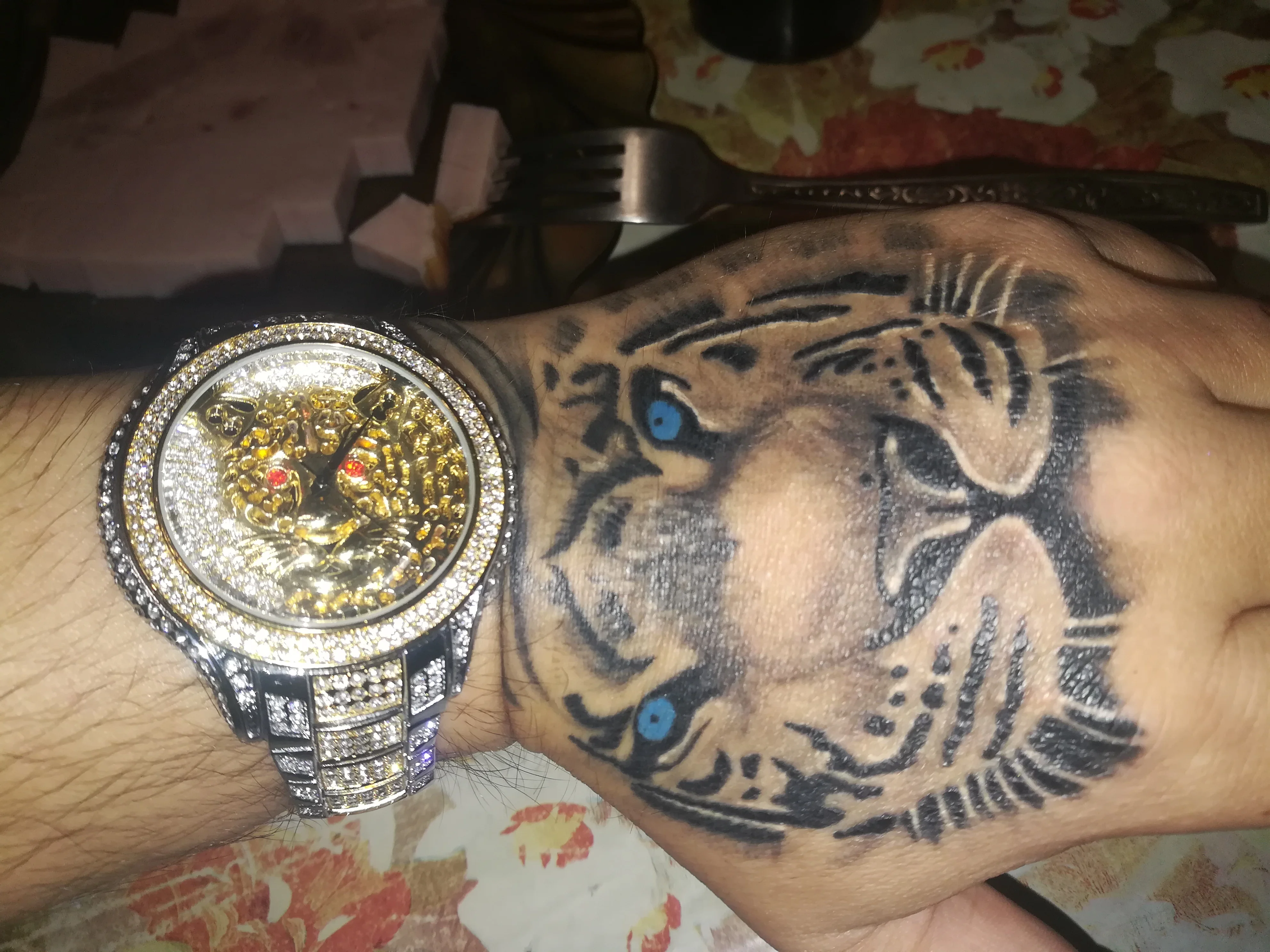 MISSFOX Sidabro Padengtą Tigras Žiūrėti Prabangos Prekės Atsparus Vandeniui, Visiškai Diamond Puikiai Vyrų Laikrodžiai 