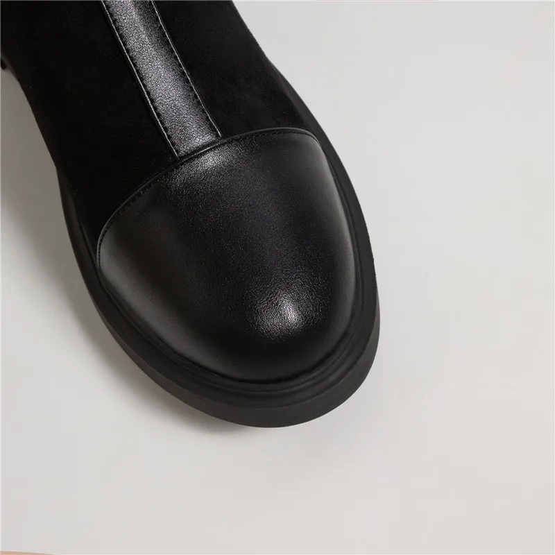 MORAZORA 2021 Naują atvykimo moterų batai patogus flcok žieminiai batai mažo kulno aikštėje kojų juoda abrikosų spalvos kelio ilgi batai