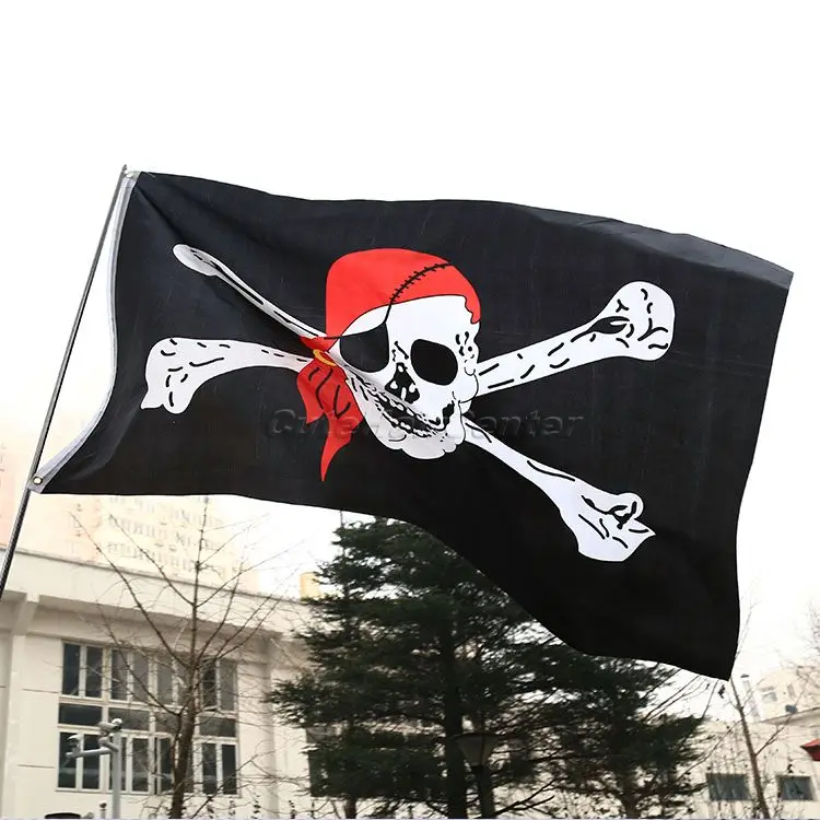 Mados Kaukolės Kaulai Piratų Vėliava Jolly Roger Poliesteris Kabinti Banerius Namuose Šventė Šalies Apdaila Vėliavos Reikmenys
