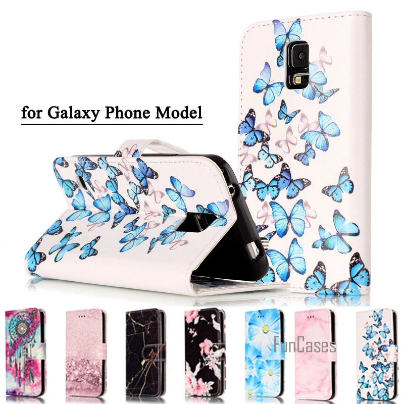 Mados Marmuro PU Odos Apversti Telefono dėklas Samsung Galaxy S5 Neo S6 S7 Krašto S8 Plius Galinį Dangtelį Prabanga Piniginės Coque Padengti